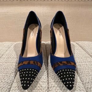 JustFab Blue and Black Heels with Studs
